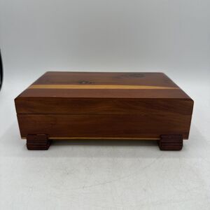 Vintage Wood Box Small Inserts Footed